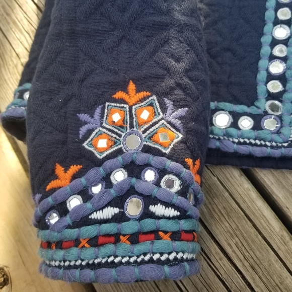 Vintage Temperance Navy Blue Quilted Jewelled Blazer, Size M - Picture 9 of 12